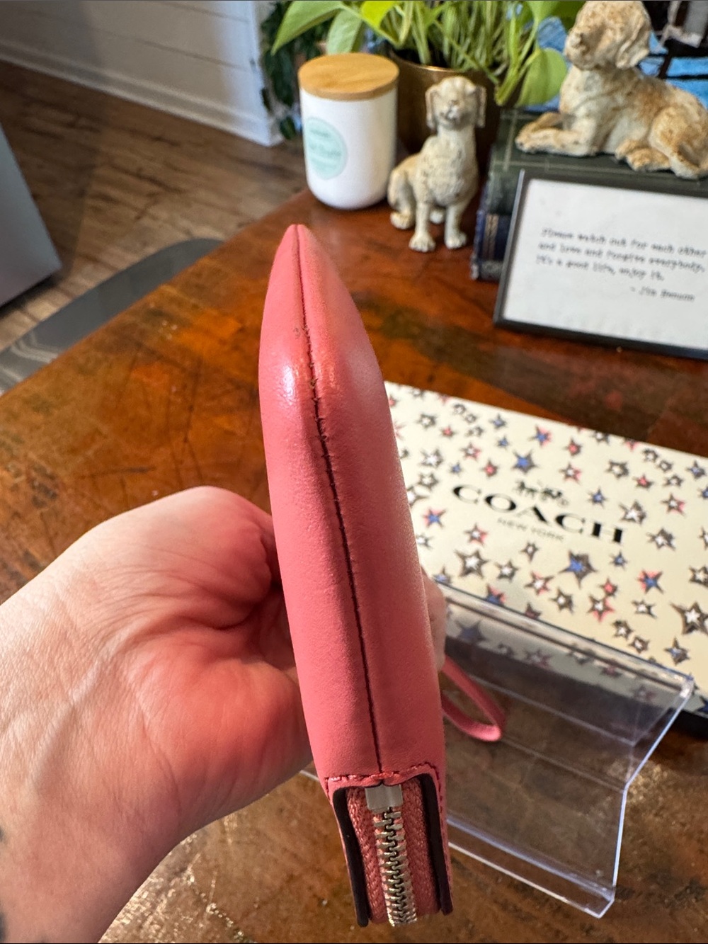 Coach Pink Leather Wristlet with Rainbow Patch - Picture 7 of 10